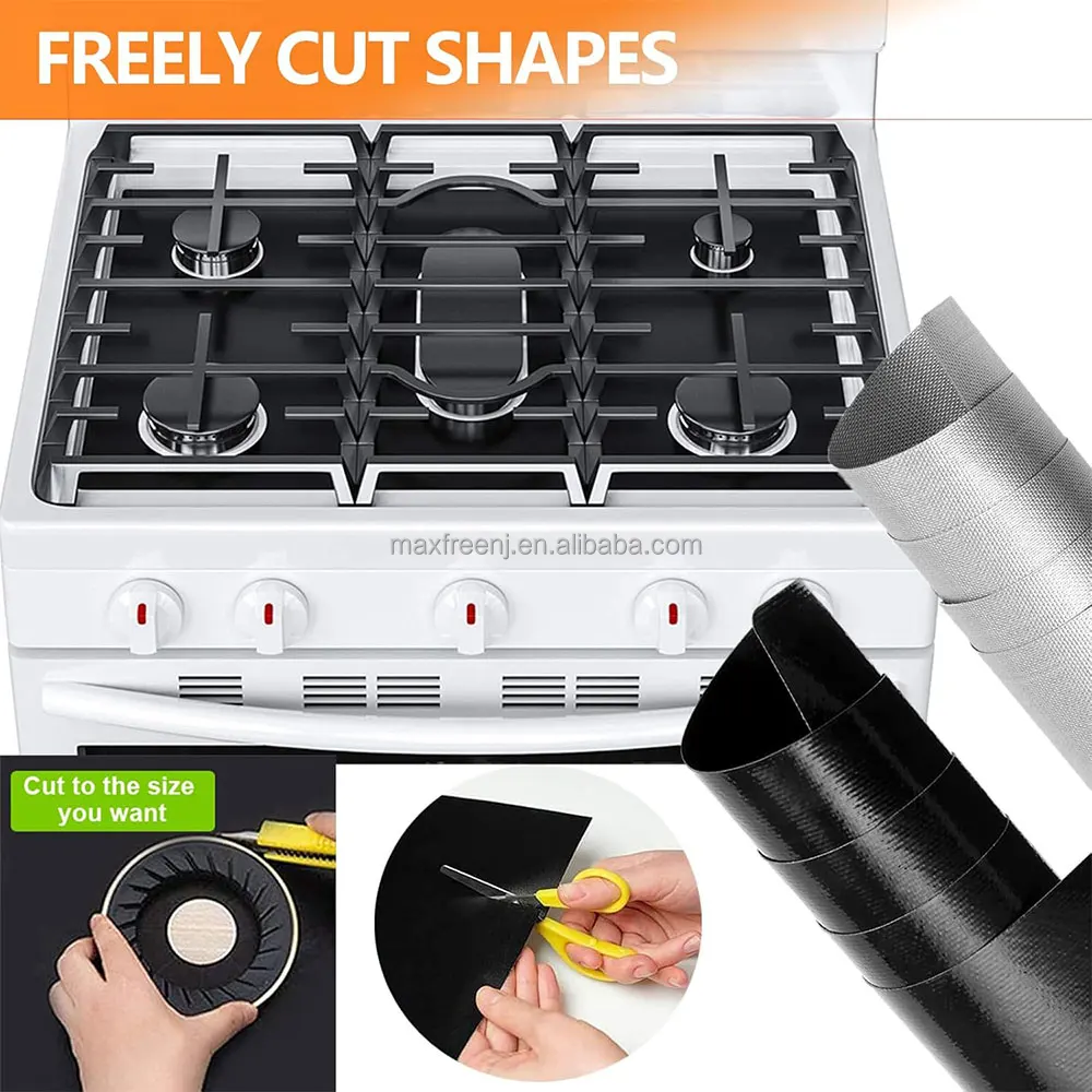 Hot Selling  Heat black color  Gas Stove Burner Covers Protector with Non Stick  52*80cm  stove protector liner