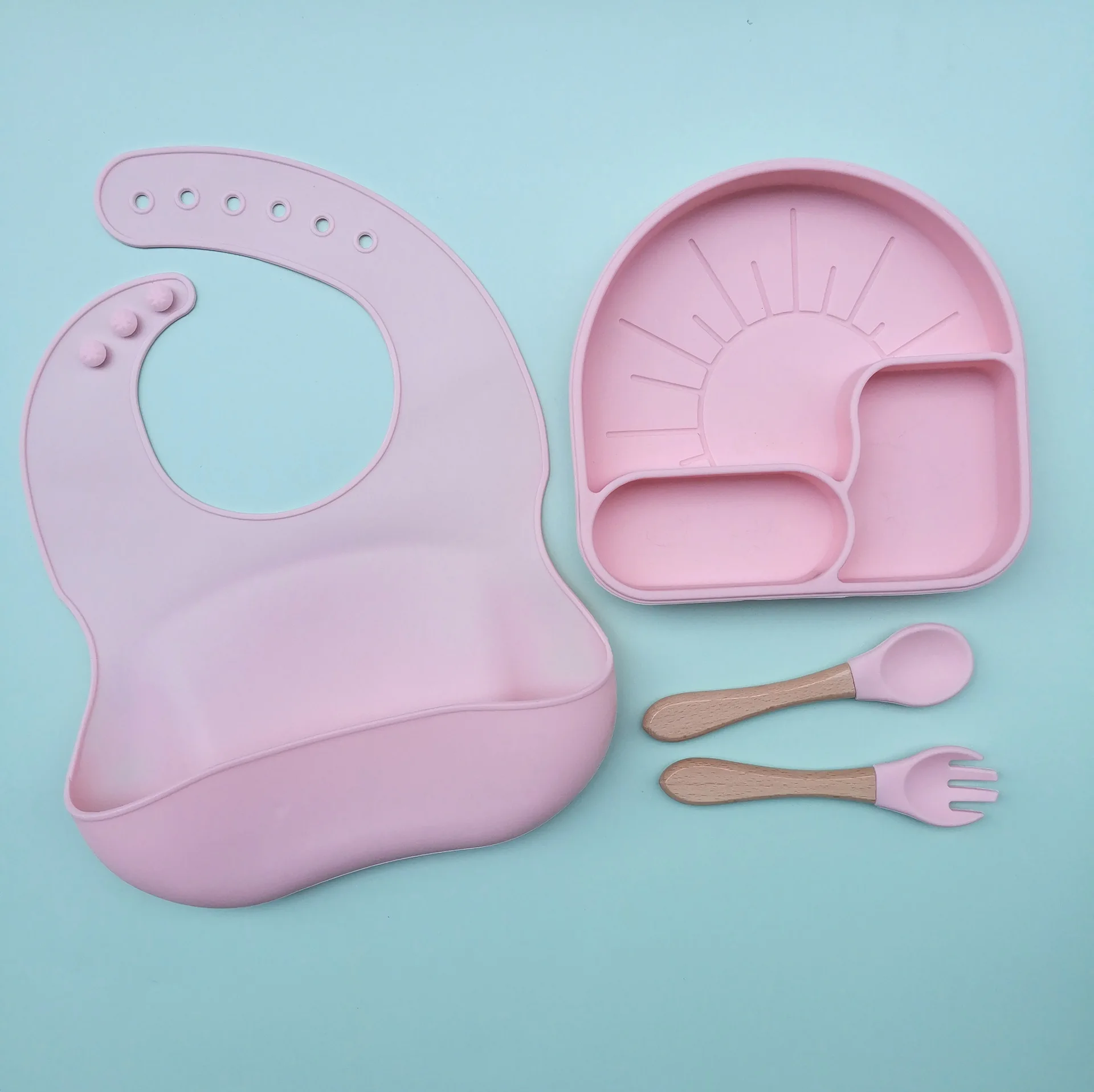 BPA Free Silicone Baby Feeding Set Food Grade Level Tableware For Babi Eating Learning