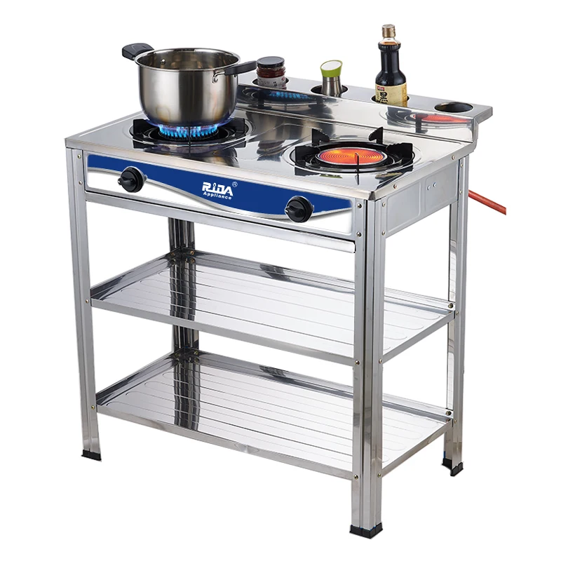 
New model automatic ignition stainless steel panel kitchen 2 burner gas burner home portable stand gas stove 