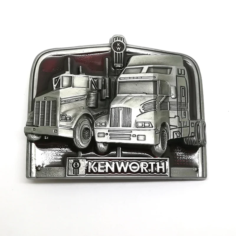 3D нестандартная цинковый сплав броши с красной эмалью в виде серебряного цвета в винтажном грузовик с пряжкой в стиле вестерн ремень ковбойская логотип, пошив