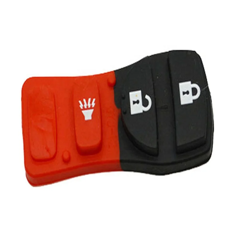 Universal car key shell replacement fob 4 buttons remote key case cover silicone rubber pads button