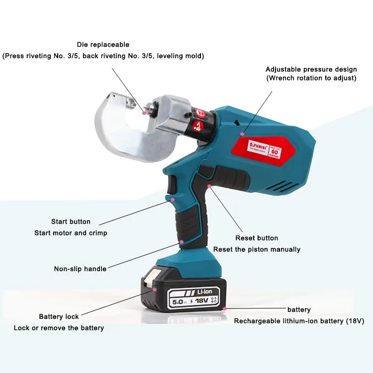 FUNISI Battery operated hand held self piercing SPR riveting gun system for automotive repair