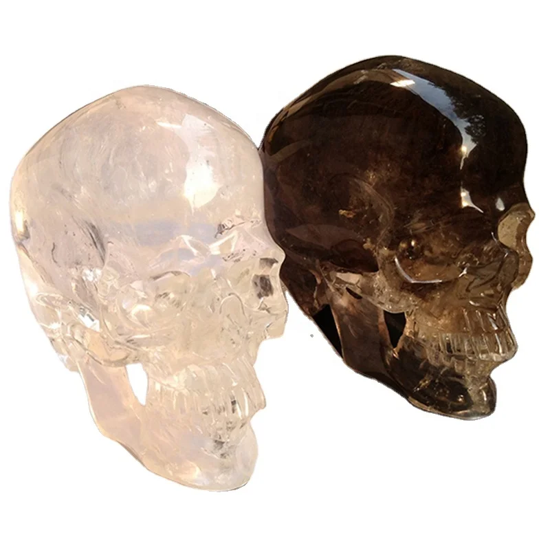 EUDEMON hand-carved Mitchell-Hedges skull super realistic top quality smoky quartz crystal skull for Reiki healing work