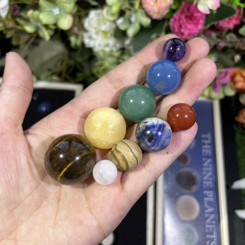 Hot Selling Nine Planets Box Healing Energy Crystal Spheres Balls For Meditation