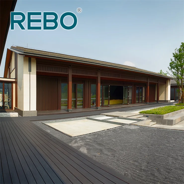 Outdoor fire resistant strand woven bamboo flooring decking board