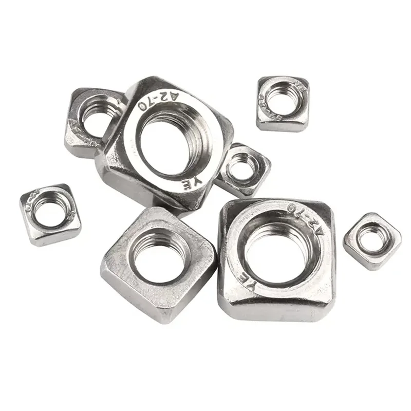 DIN557 Metric 304 Stainless Steel Square Nut Grade A2-70/A4-80 M3 M4 M5 M6 M12 Square Nut For Heavy Industry