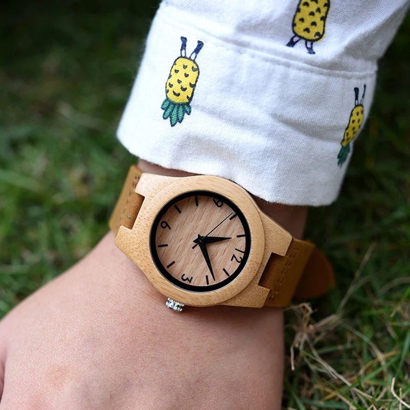  Reloj Para Hombre Best Selling Luxury Wooden Watch Leather Case Back Wood Wrist Watches For Men