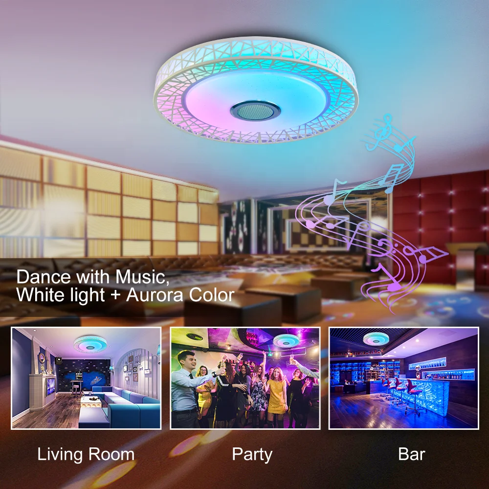 ENVIS 48W 40CM Diameter LED Ceiling Smart Lights RGB Dimmable APP Remote Control BT Music Speaker Bedroom Lamp
