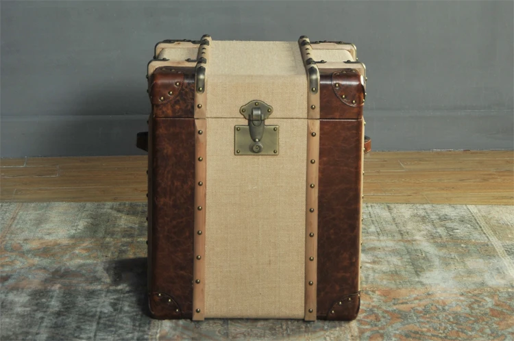 Handmade square different size vintage furniture fabric box storage trunk