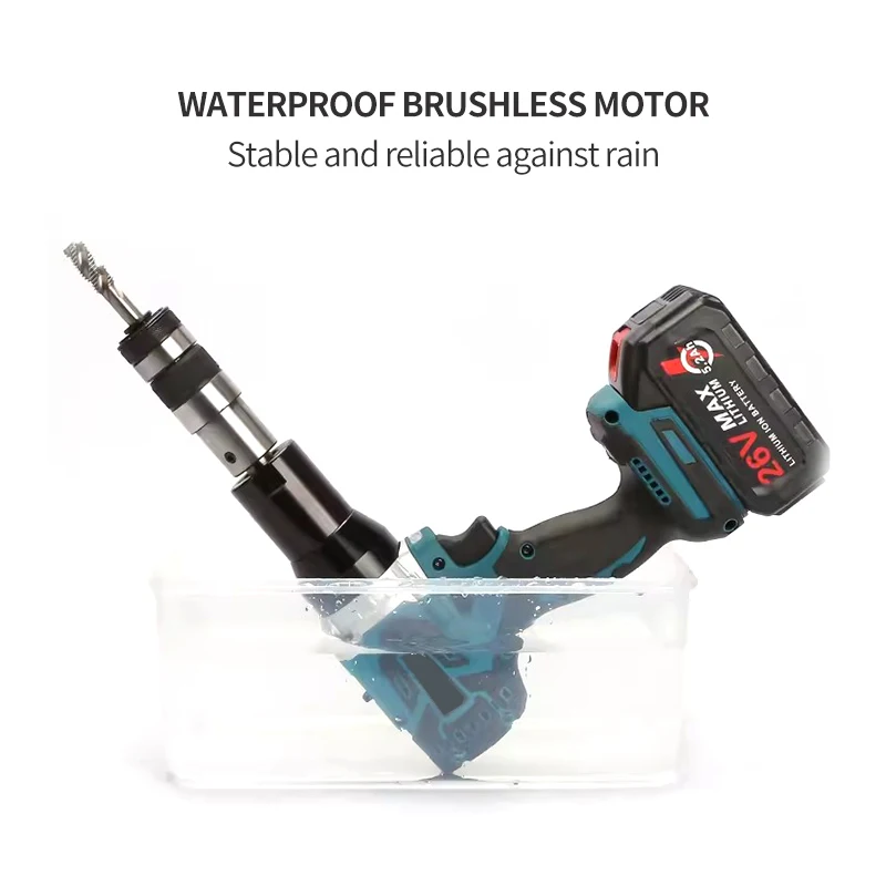 9158-4 Convenient Automatic Electric Tapping Machine Handheld Lithium Threading Back 2 Batteries & 7 Protected Collets