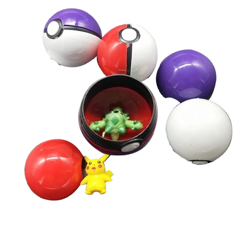 2024 SY Popular Best-seller Capsule Toys 5 cm Plastic Pika chu Poke mon Ball With Cartoon Pokemoned Figure Toy Inside