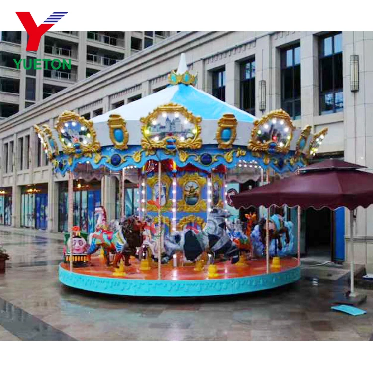 Fairground Attraction Manege Amusement Rides Carousel Horses 16 Merry Seats Round Tours Sale