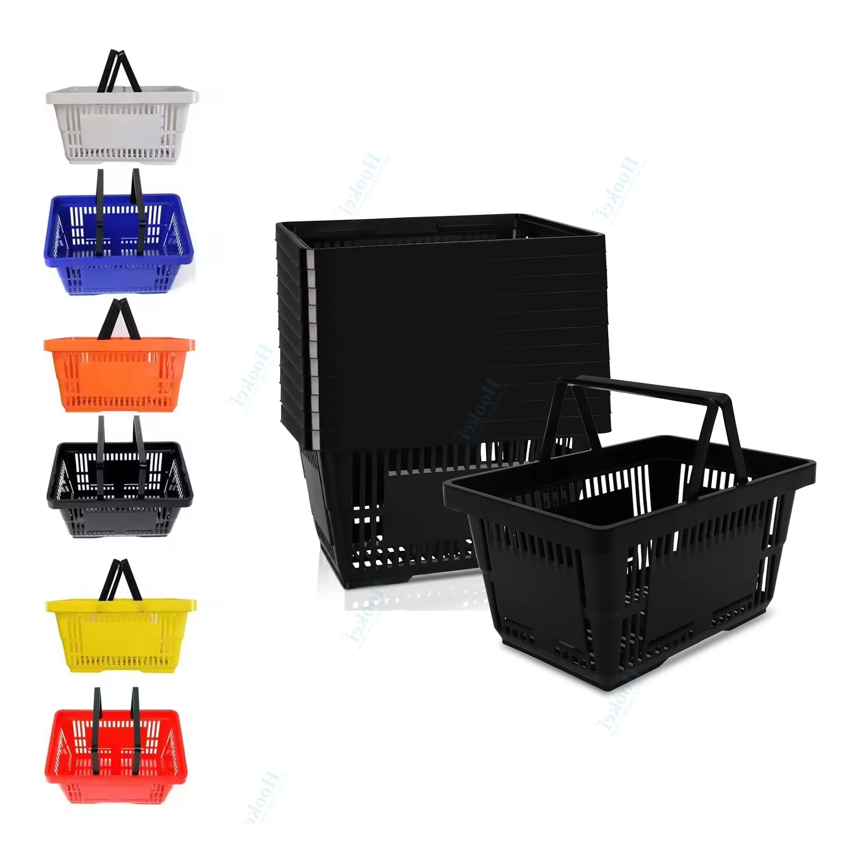 Supermarket Durable Large Capacity 20 L Plastic Shopping Basket with Handles