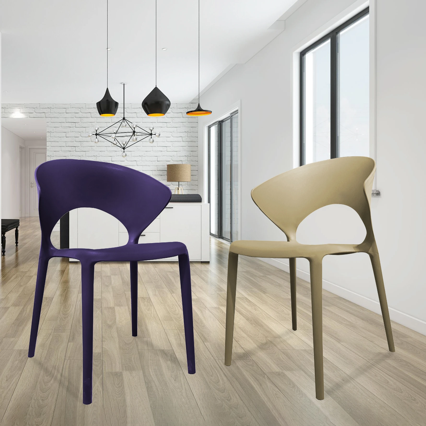 Amazon Basics colorful with Arm Bistro Dining Chair Premium Plastic Nordic Adult Plastic Household Backrest PP plastic Chair