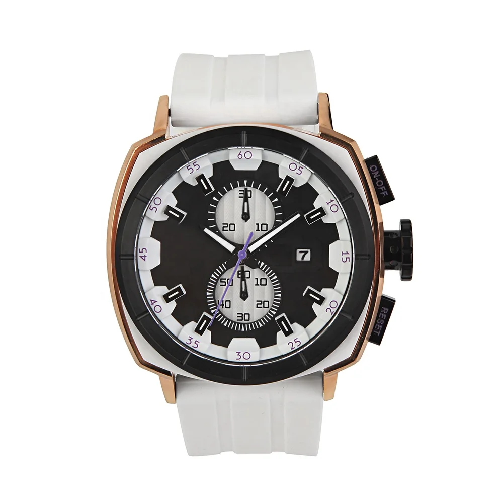 Square Face Multifunction Silicone Band Sport Racing Men Watch