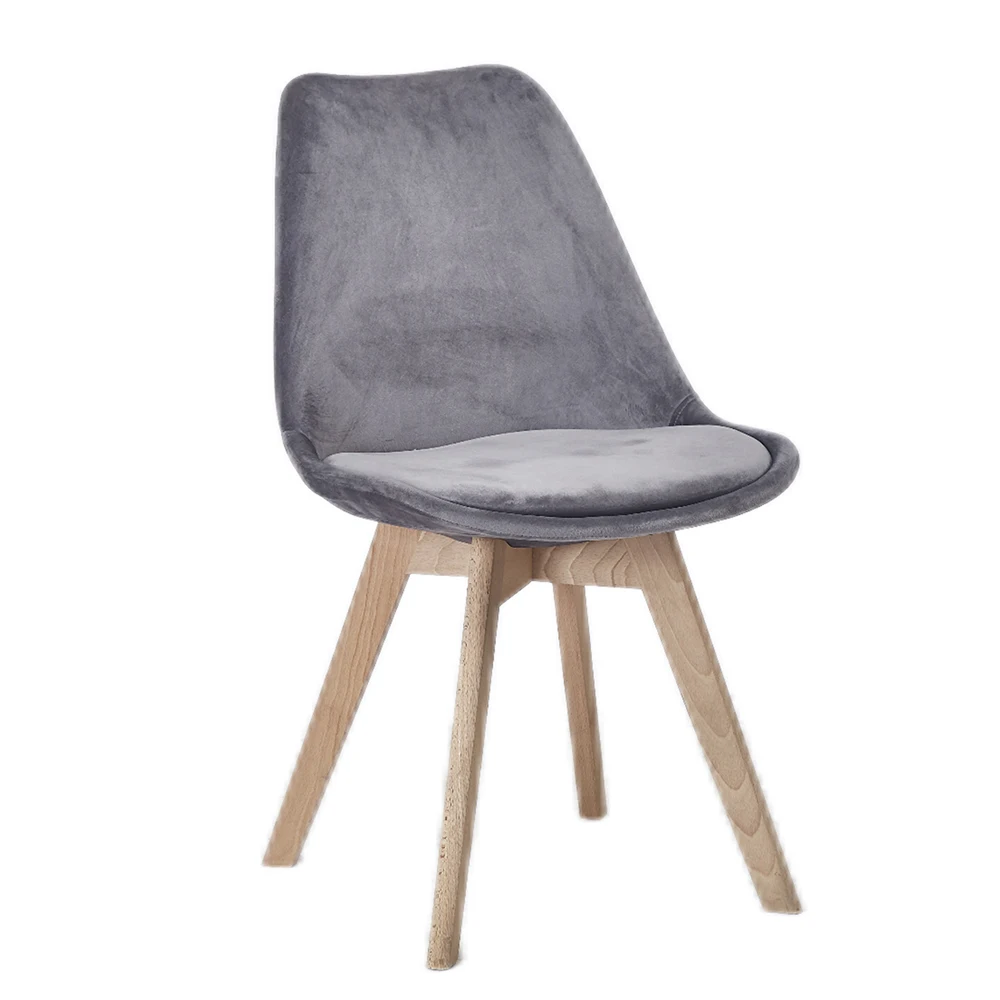 Nordic Wholesale Leather Plastic Black Plastic Dining Chairs Wholesale Modern Wood Legs gray Restaurant Coffee Shop