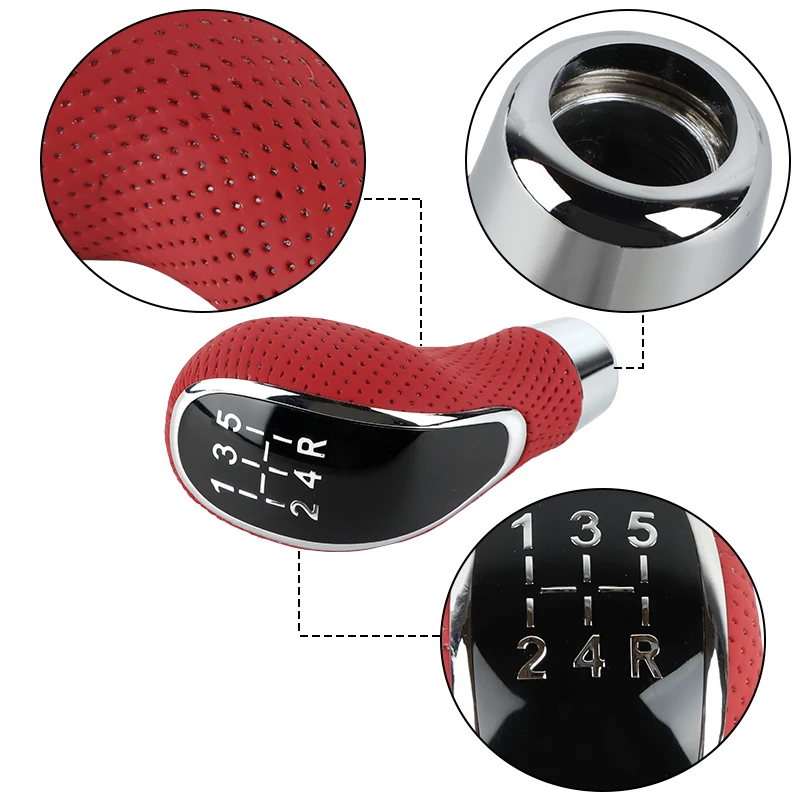 Car Shift Gear Knob Custom Car Parts Universal OEM 5 speeds pvc+aluminum alloy red black dark blue