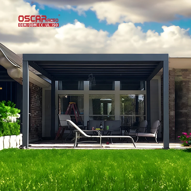 European Style Antique Folding Leisure Pavilion With Sunshade Best-Selling Factory Garden Aluminum Alloy Pergola