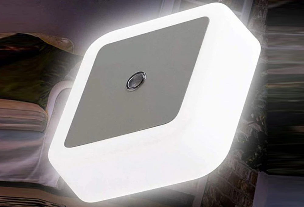 UK Plug Energy Saving Led Sleeping Wall Lamps Novelty Square Bedroom Sensor Night Light