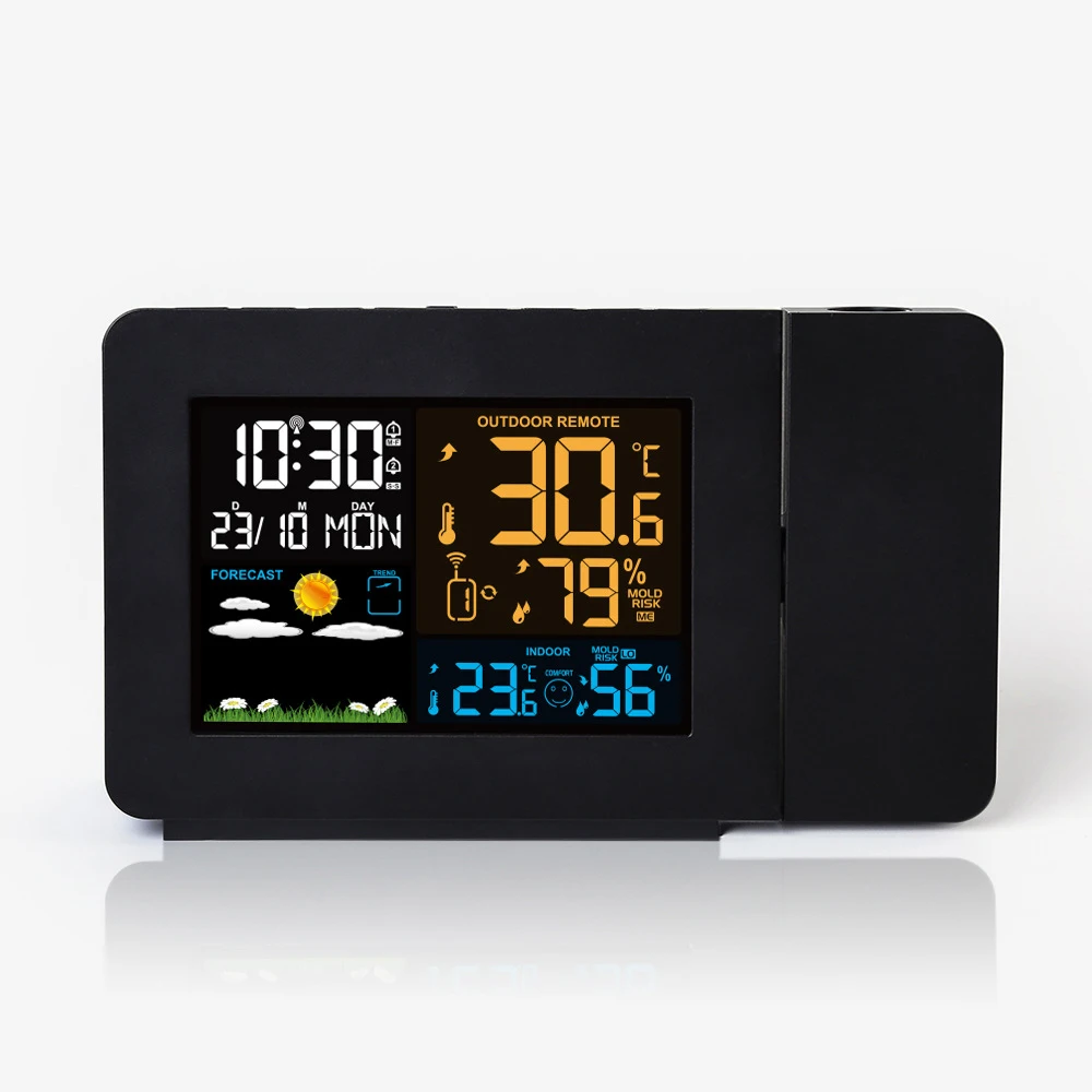 KH-CL115 RCC Radio Controlled Analog Digital Time Projection Alarm Clock