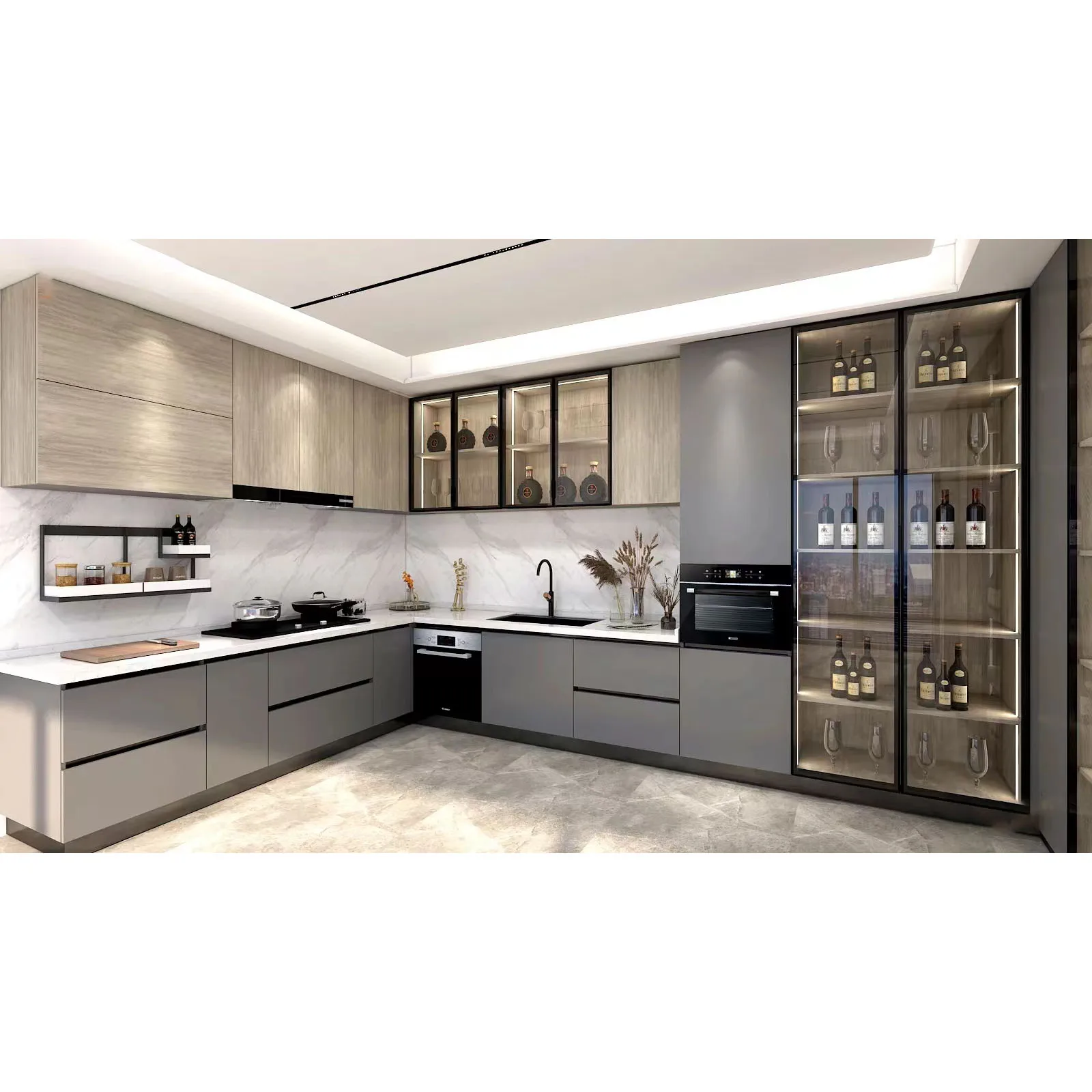 Outdoor solution selection plywood drawer and cabinet built-in BBQ grill MDF outdoor kitchen cabinets