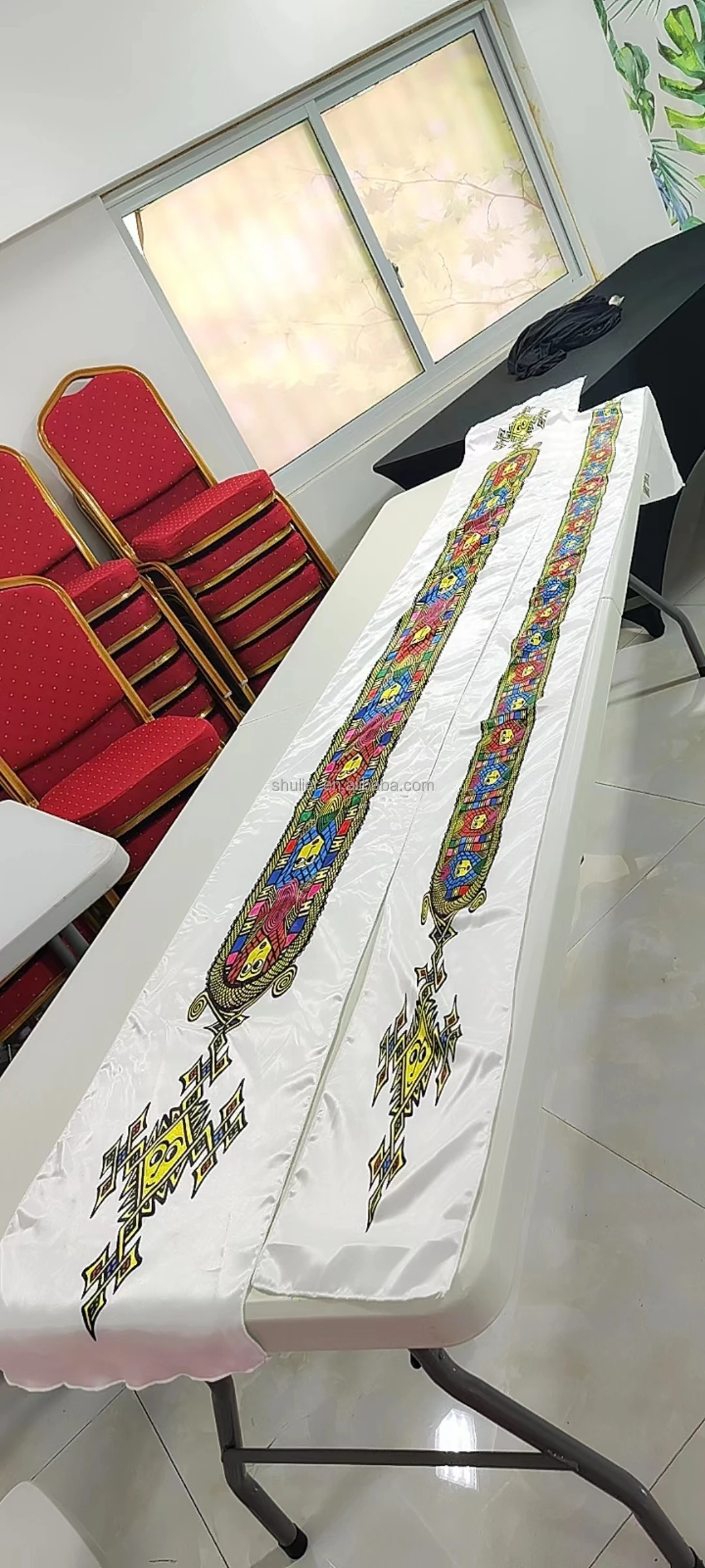 custom your any logo design Ethiopian traditional design saba and telet Curtain sashes runners