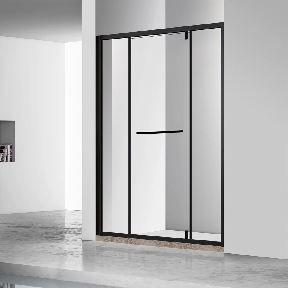 Contemporary Project Hot Sale Matt Black Stainless Steel Frame Tempered Glass Simple Bath Shower Room Enclosure
