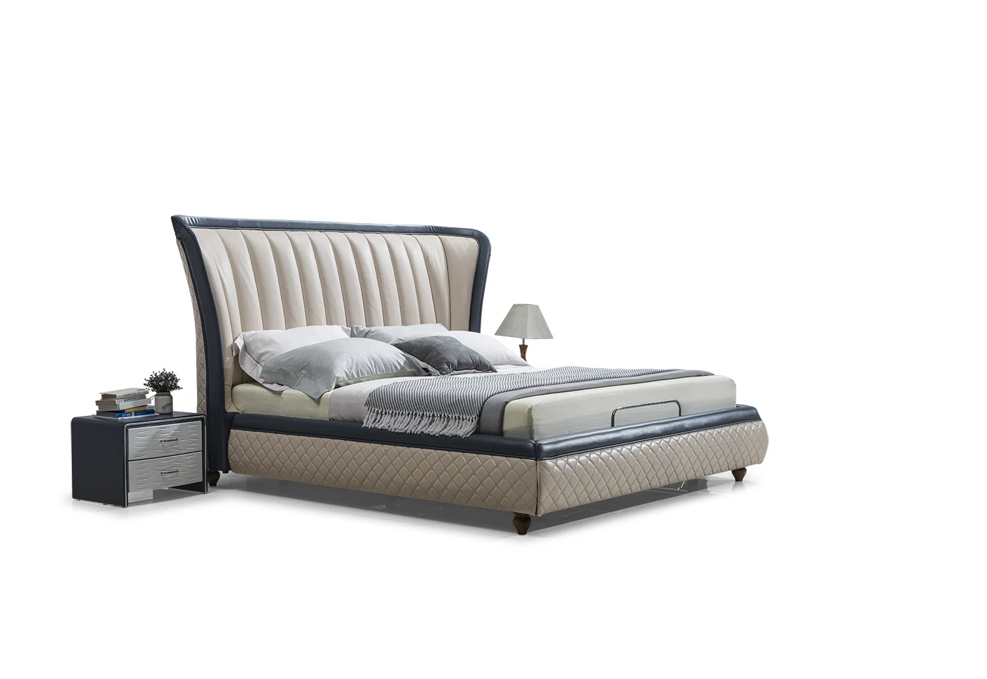 OEM&ODM Luxury Italian Bedroom Furniture Set Modern Large King Queen Double Bed with Mattress