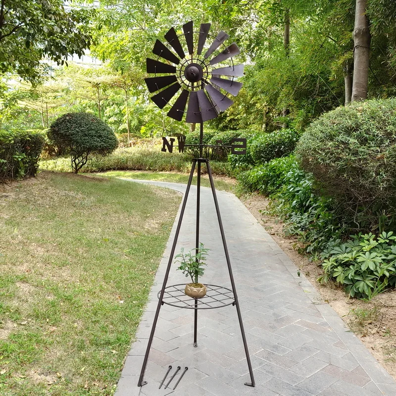 metal wind spinner for outdoor in garden ornaments 3d Metal Windmill