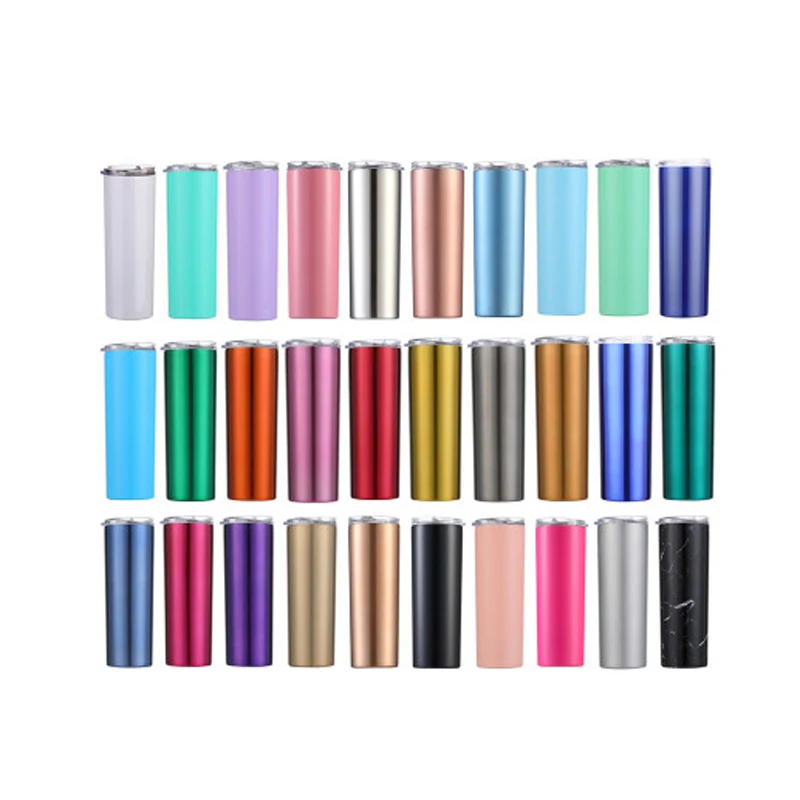 Flypeak  Hot sale insulated double wall mug stainless steel cup 20oz skinny tumbler with slide lid tumbler cups