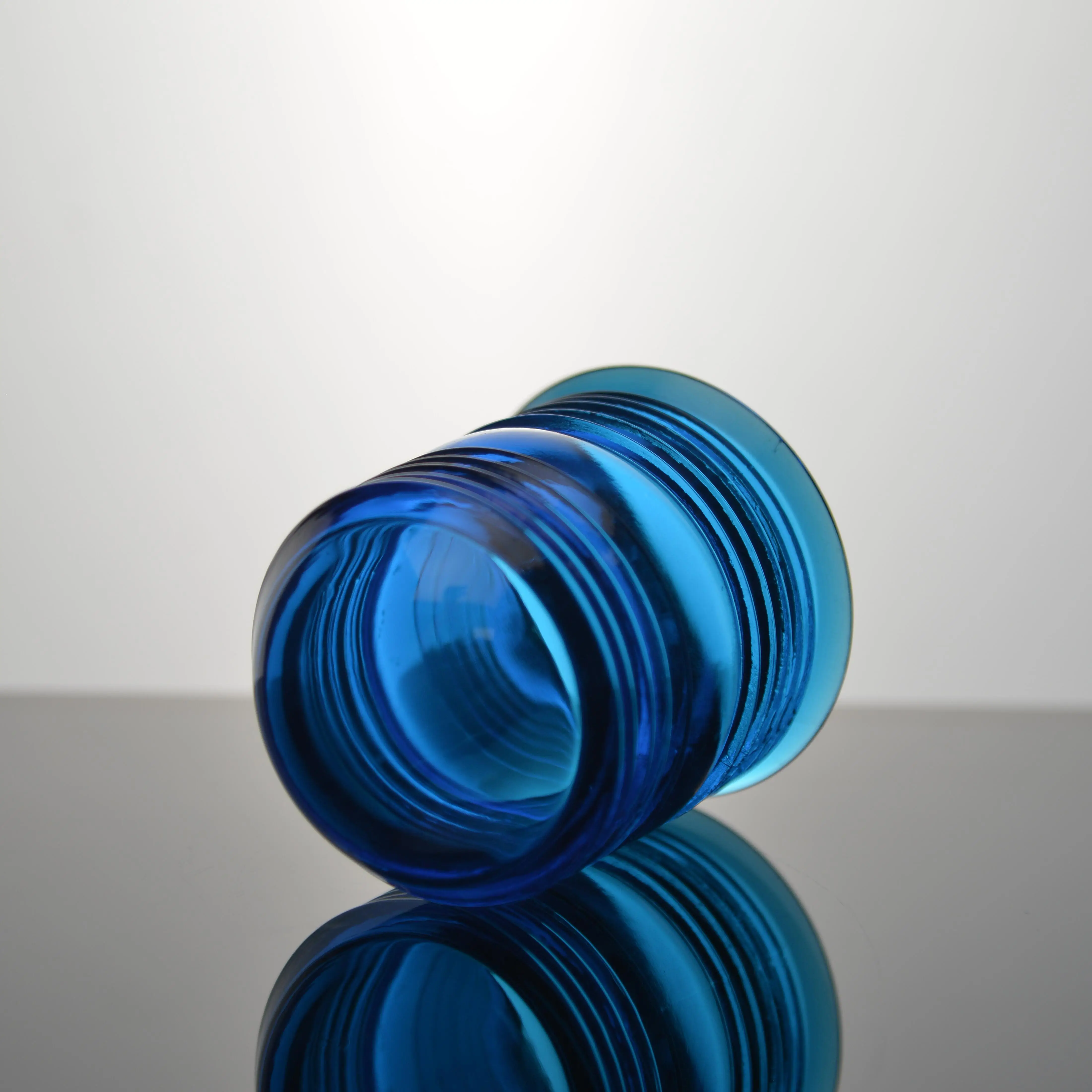 Factory custom size color shape pressed cover blue glass lampshade for aircraft obstruction light signal light