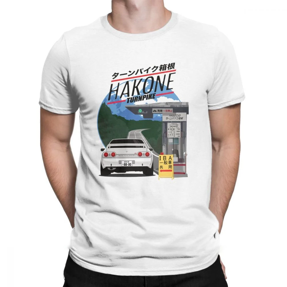
Men T-Shirt Hakone Skyline R32 GTR Vintage Cotton Tees Short Sleeve Initial D JDM T Shirt Round Collar Clothing Classic 