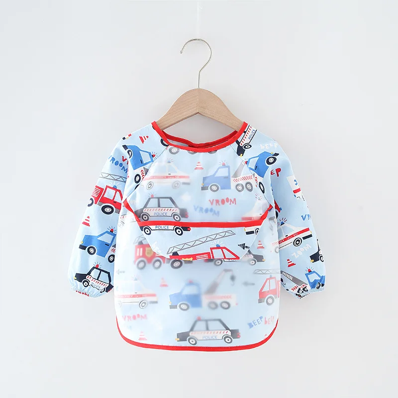 Baby Bibs Waterproof Infant Eating Bib with Pocket Children Drawing Long Sleeve Apron Kid Burp Cloth Boys Girls Bandana Stuff