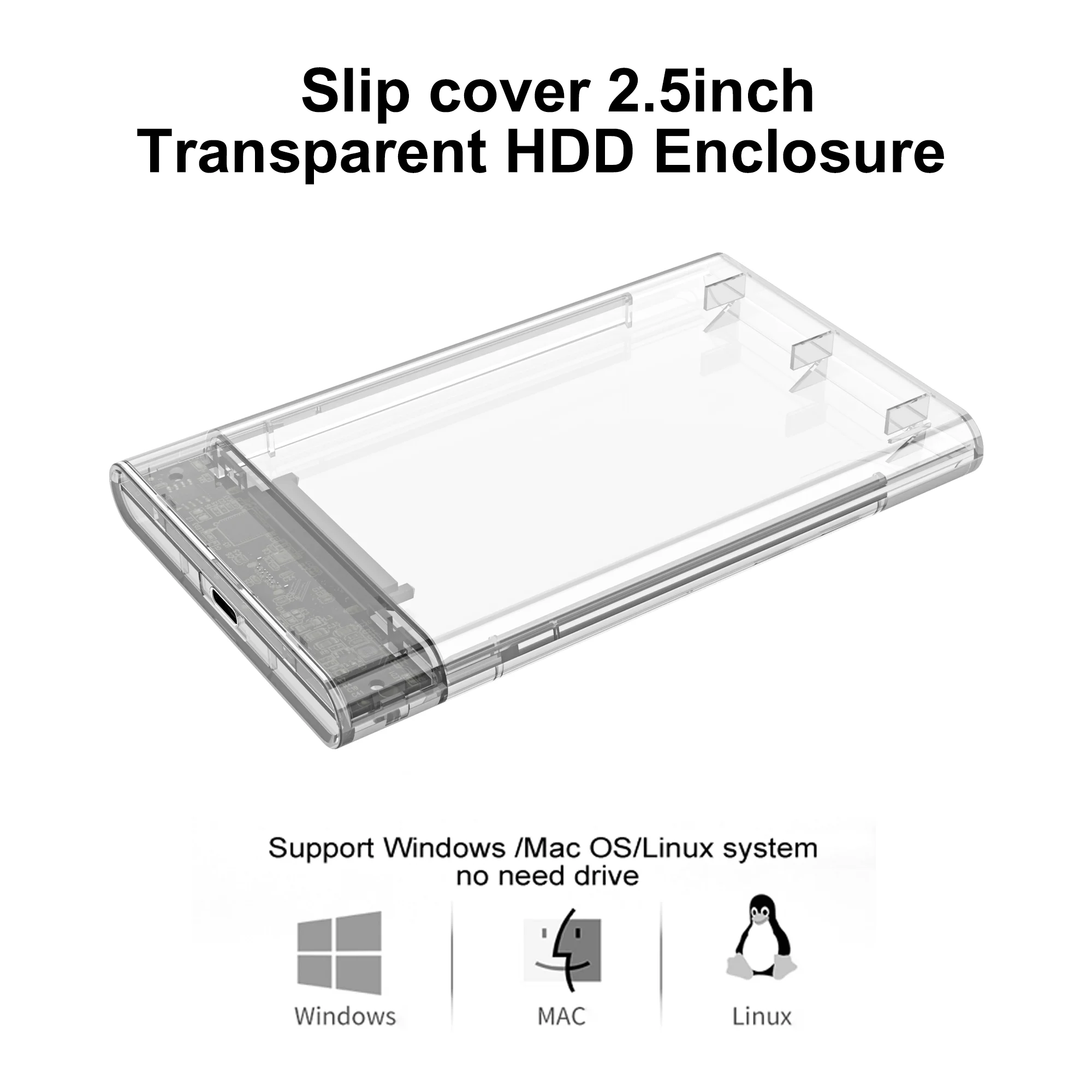  USB Type C полностью прозрачный корпус для жесткого диска 2 5 дюйма