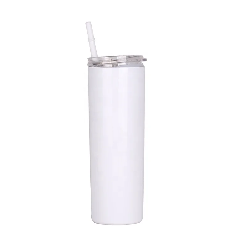 
20oz skinny insulated cup sublimation blanks metal tumbler customized ready to ship white color 