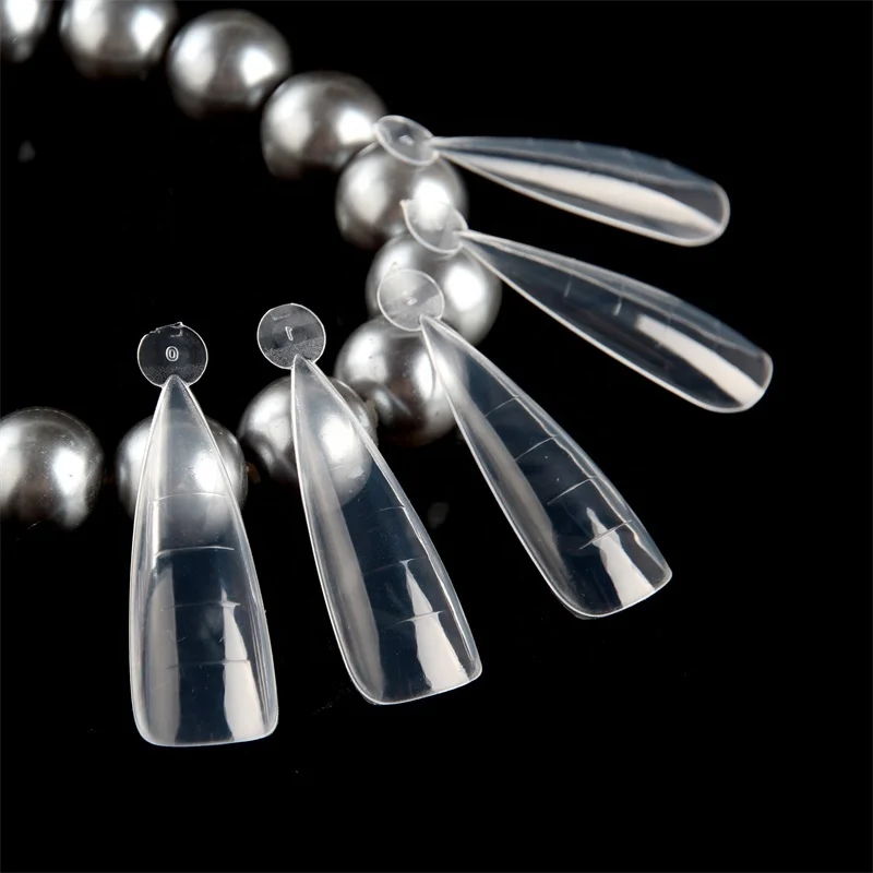 120pcs/set Sharp Stiletto French Nail Dual Forms with Lines,Reusable Acrylic Nail kit 12 sizes