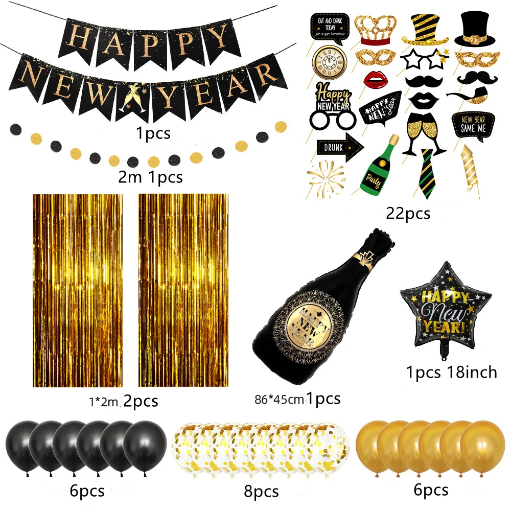 Лимон Черное золото новогодние праздничные товары баннеры конфетти бумажные цветы воздушные шары шарики украшения для офиса вечеринки