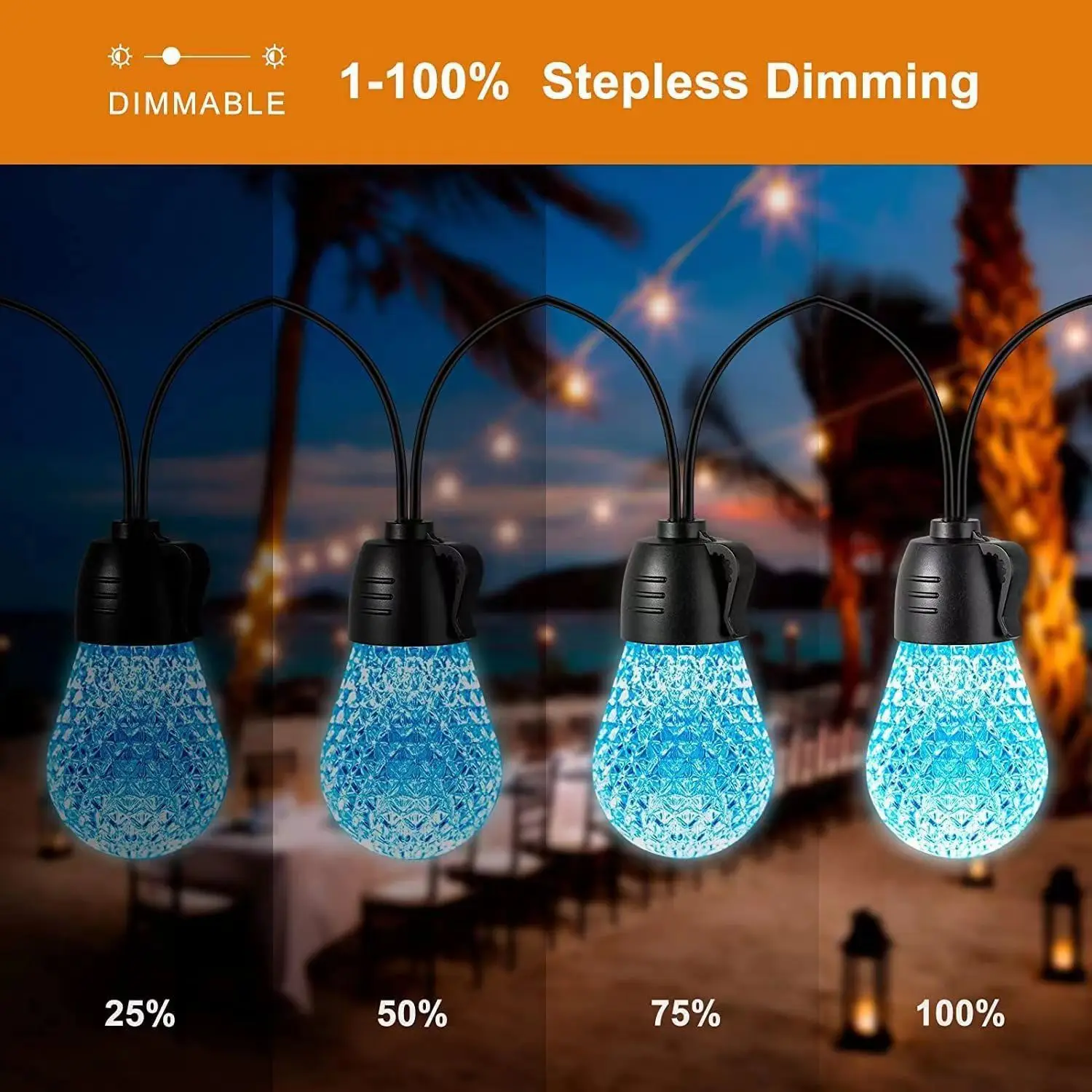 Remote Control & App  Shatterproof Waterproof LED String Lights for Outside