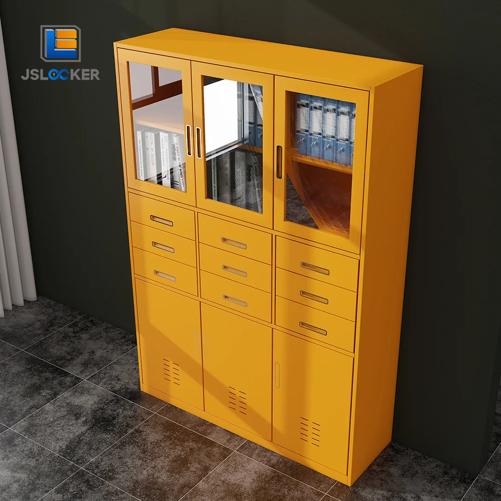 New classic display office filing cabinet office metal cupboards glass door file  office furniture storage cabinet for safe