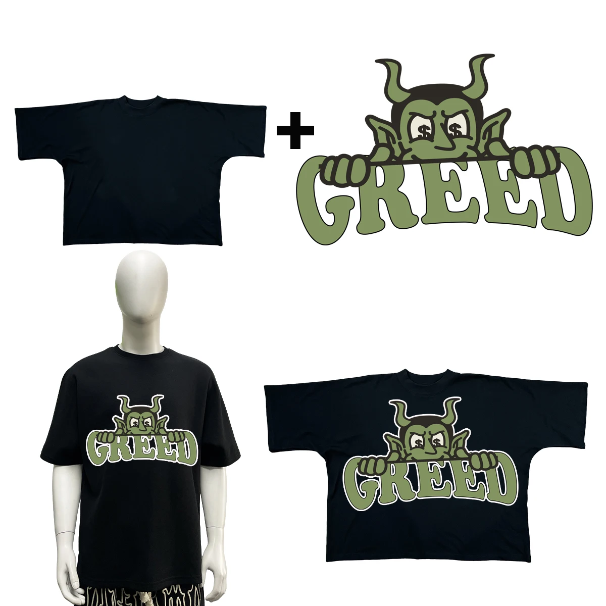 300 Gsm Blank Boxy Heavyweight T Shirt Custom Screen Printing Logo Oversize Graphic Streetwear T Shirt Cropped T-Shirt Men