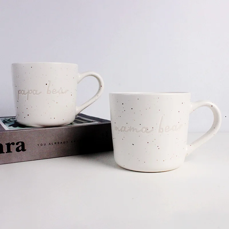 Hot Sale Most Popular Personalized Ceramic Handmade Speckled Milk Water Cups MaMa PaPa Mug