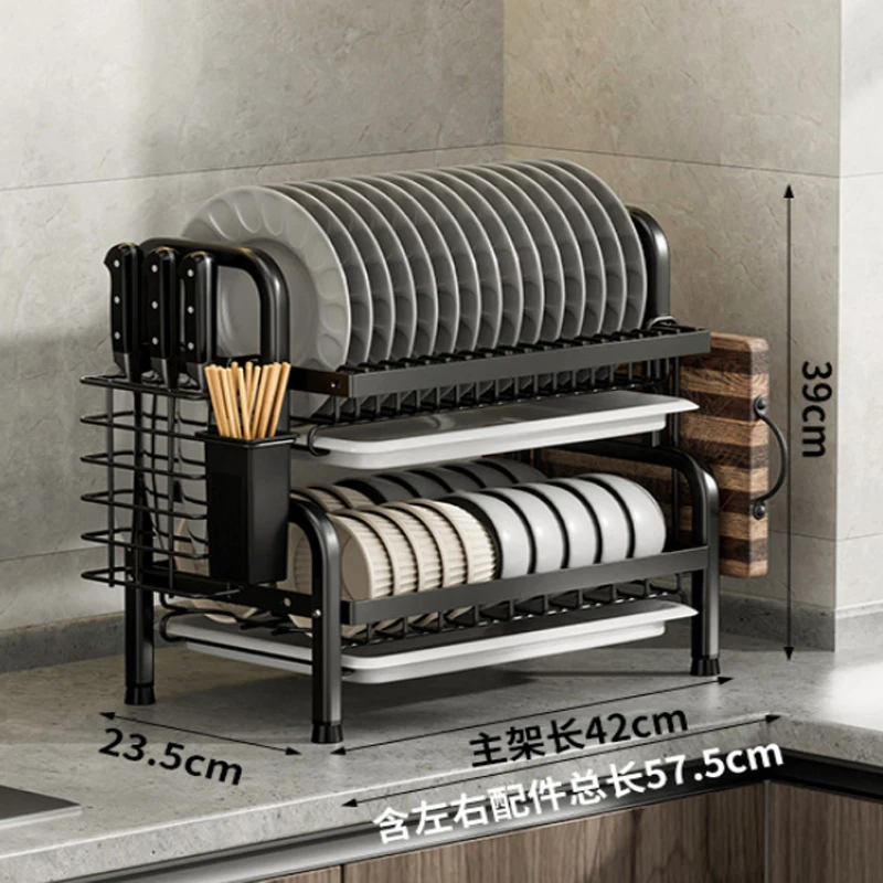 MU 2023 Hot Sale Organizer Drain Drainer Metal Rack Shelf Plate Rack Dish Rack Drying Drain Storage Holders For Kitchen