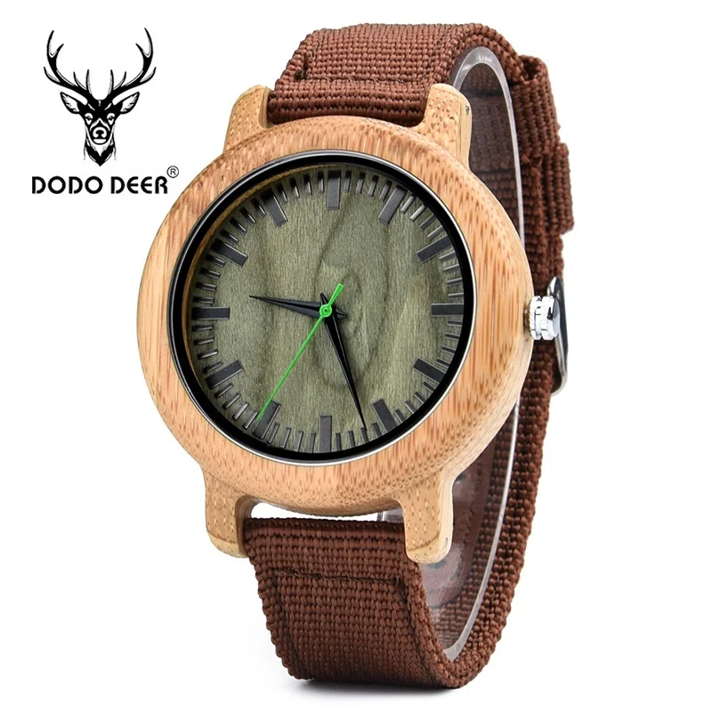 DODO DEER Shenzhen Factory OEM Private Logo Mens Bamboo Wooden Watch Nylon Band Wrist Watches