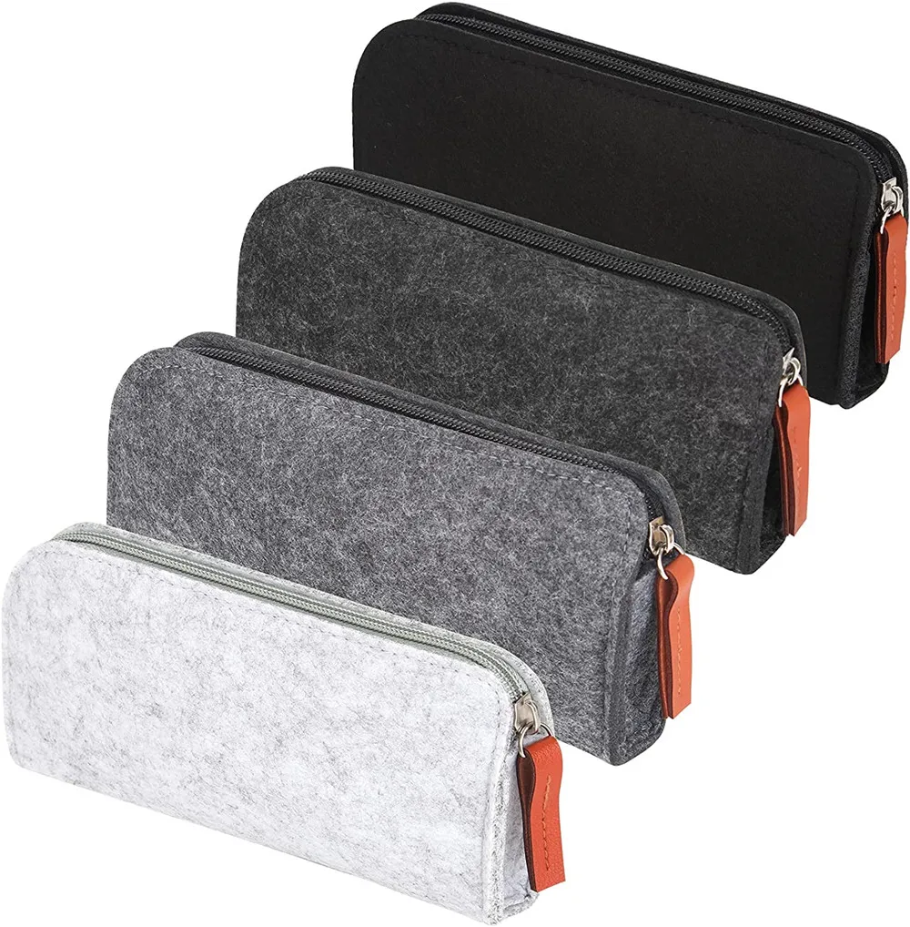 Felt Pencil Case Multifunctional Pencil Case Bag Pouch Large Capacity Pen Bag Pouch with Zippers for Teenagers Schools