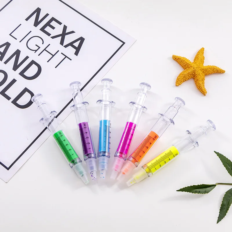 wholesale Creative novelty syringe highlighter pen with kids doctor Nurse highlighter marker scribbling pen