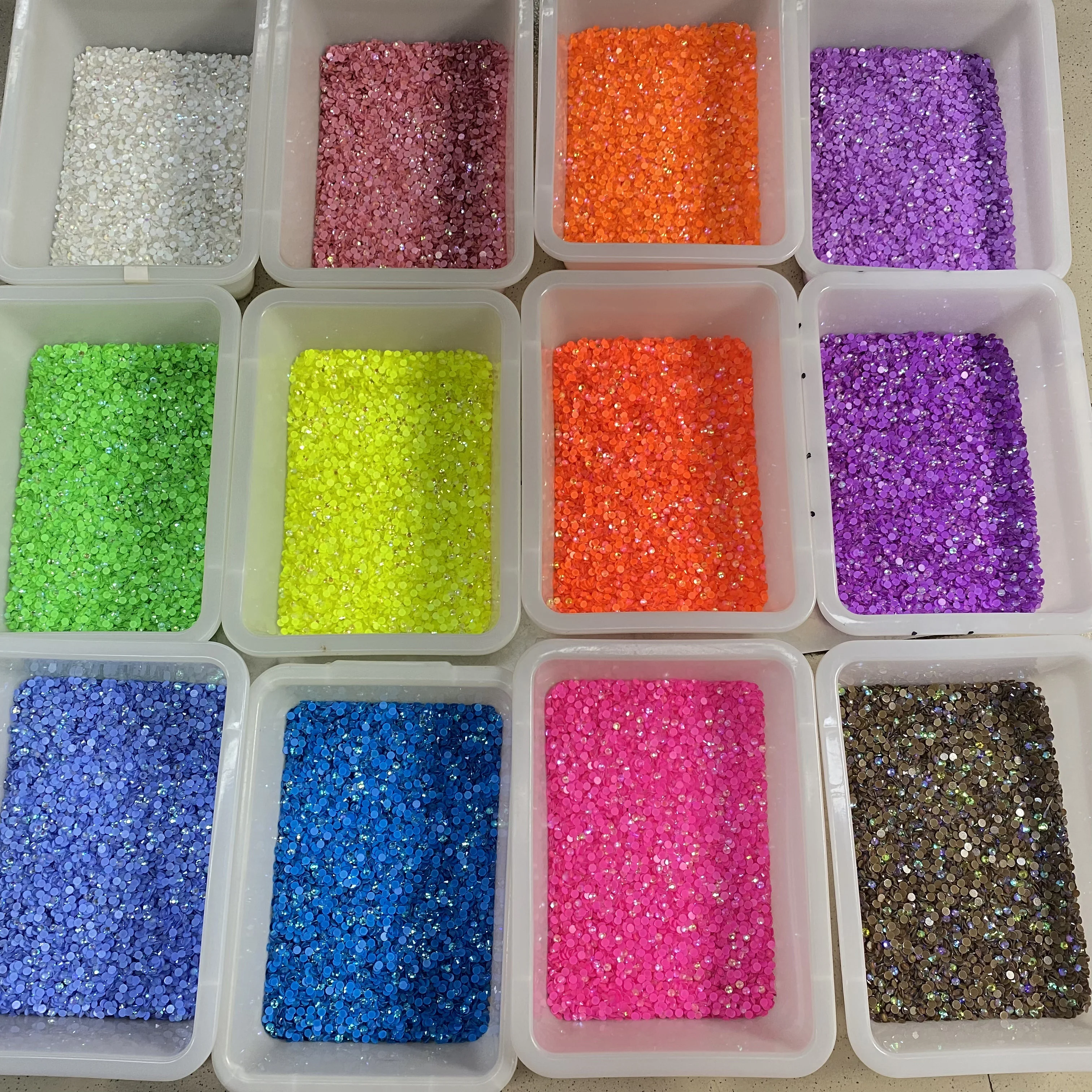 WHATSTONE SS6 SS8 SS10 SS12 SS16 SS20 SS30 UV In The Dark Flatback Round Glass Neon AB Rhinestone For Nail Decoration