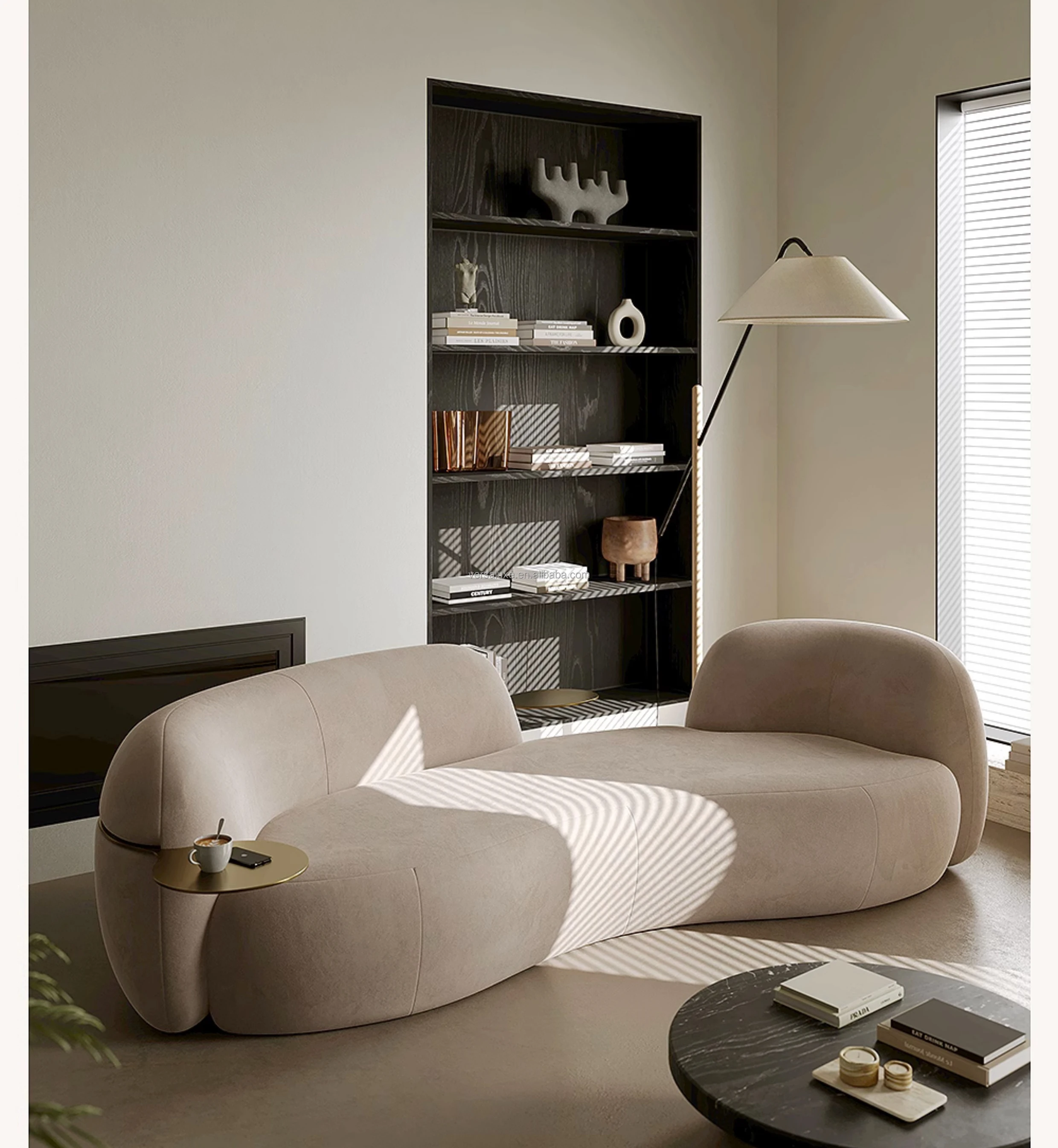 Japanese simple wabi-Sabi wind sand hair small household fabric sofa modern designer curved sofa furniture