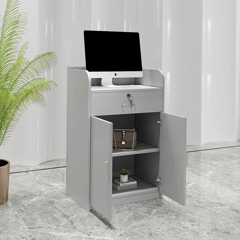 Retail store custom small high quality white modern front desk cash register counter