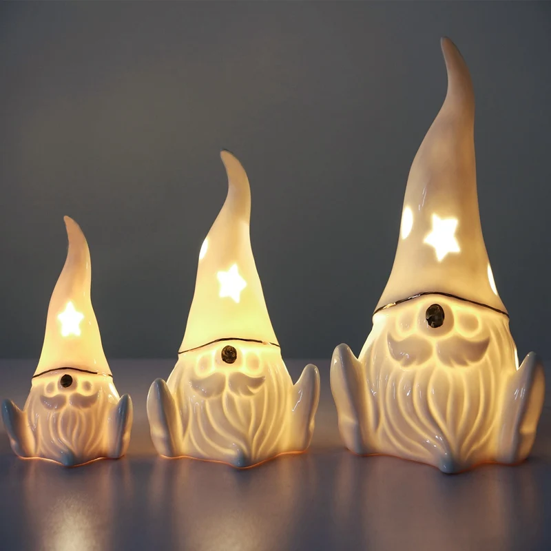 EG выдалбливают gnome дизайн керамические миниатюрные ночник рождественское керамическое