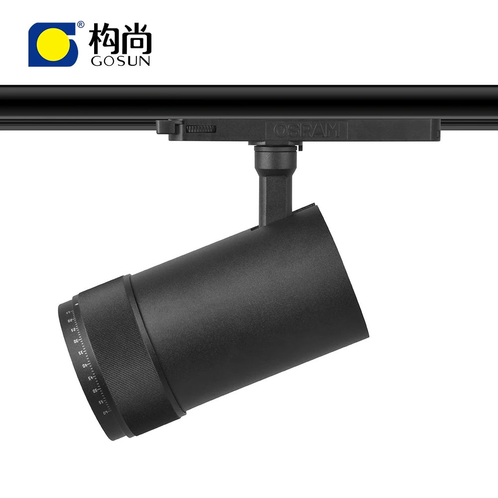 GOSUN 15-60 degree zoomable aluminum profile smart TRIAC dimmable 15-42w led focos track spotlight